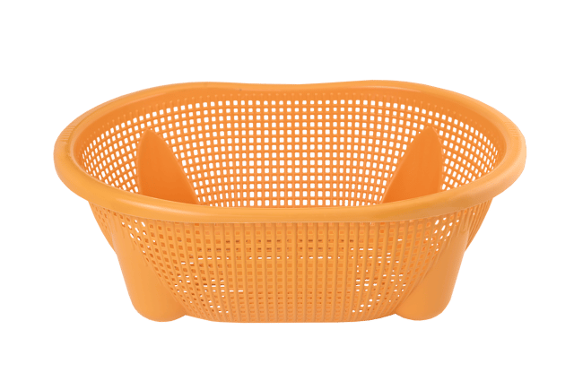 صندوق مطبخ بيضاوي الشكل برتقالي اللون