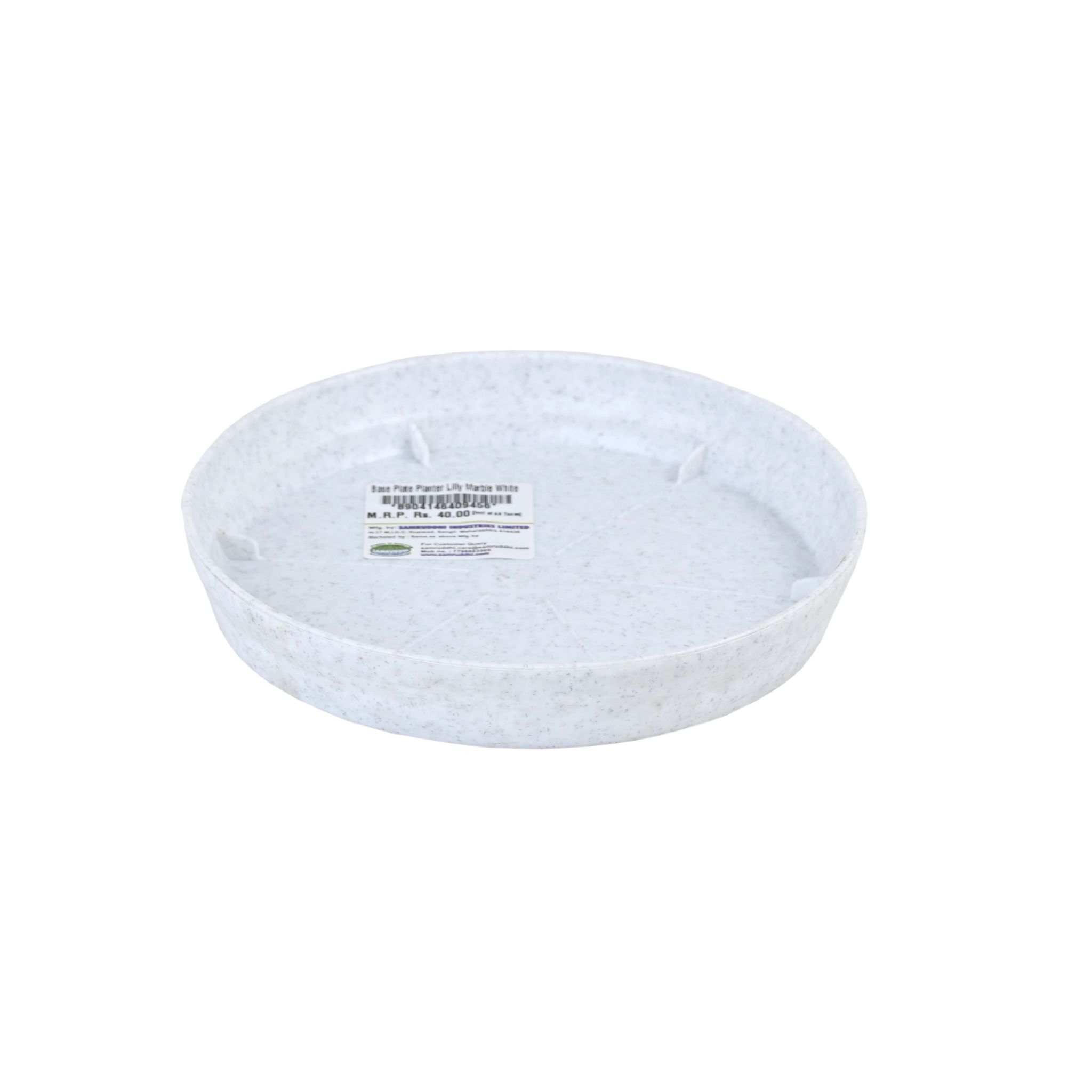 प्लांटर लिली बेस प्लेट मार्बल व्हाइट